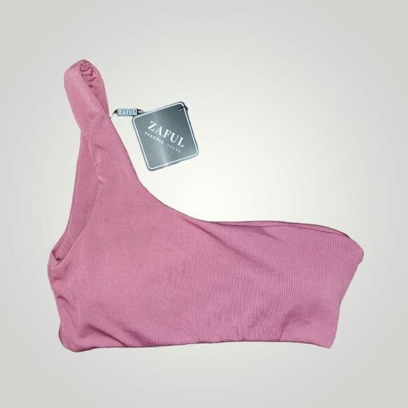 Zaful pink ribbed one should bikini set Medium - Picture 6 of 12